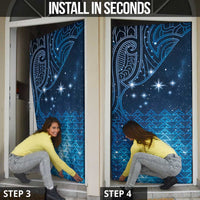 New Zealand Matariki Door Cover Taniko Aramoana With Maori Galaxy Sky Night - Polynesian Pride