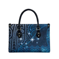 New Zealand Matariki Leather Bag Taniko Aramoana With Maori Galaxy Sky Night - Polynesian Pride