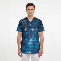 New Zealand Matariki Scrub Top Taniko Aramoana With Maori Galaxy Sky Night - Polynesian Pride