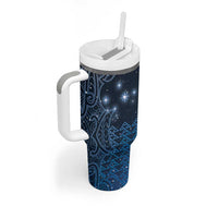 New Zealand Matariki Tumbler With Handle Taniko Aramoana With Maori Galaxy Sky Night LT9 - Polynesian Pride