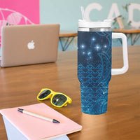 New Zealand Matariki Tumbler With Handle Taniko Aramoana With Maori Galaxy Sky Night LT9 - Polynesian Pride