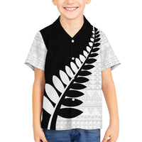 New Zealand Silver Fern Niho Taniwha Family Matching Summer Maxi Dress and Hawaiian Shirt LT9 Son's Shirt Black - Polynesian Pride
