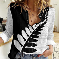 New Zealand Silver Fern Niho Taniwha Women Casual Shirt LT9 Female Black - Polynesian Pride
