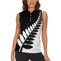 New Zealand Silver Fern Niho Taniwha Women Sleeveless Polo Shirt LT9 - Polynesian Pride