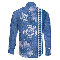 Blue Hibiscus Turle Family Matching Summer Maxi Dress and Hawaiian Shirt Hawaiian Style Tribal Tapa Pattern