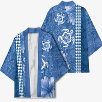 Blue Hibiscus Turle Kimono Hawaiian Style Tribal Tapa Pattern - Polynesian Pride