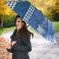 Blue Hibiscus Turle Umbrella Hawaiian Style Tribal Tapa Pattern - Polynesian Pride