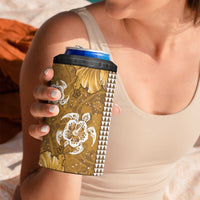 Gold Hibiscus Turle 4 in 1 Can Cooler Tumbler Hawaiian Style Tribal Tapa Pattern