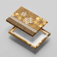 Gold Hibiscus Turle Canvas Wall Art Hawaiian Style Tribal Tapa Pattern