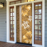Gold Hibiscus Turle Door Cover Hawaiian Style Tribal Tapa Pattern - Polynesian Pride