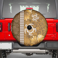 Gold Hibiscus Turle Spare Tire Cover Hawaiian Style Tribal Tapa Pattern
