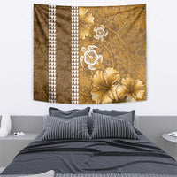 Gold Hibiscus Turle Tapestry Hawaiian Style Tribal Tapa Pattern LT9 - Polynesian Pride