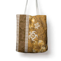 Gold Hibiscus Turle Tote Bag Hawaiian Style Tribal Tapa Pattern LT9 - Polynesian Pride