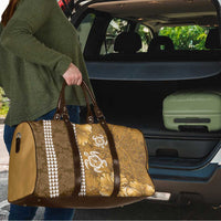 Gold Hibiscus Turle Travel Bag Hawaiian Style Tribal Tapa Pattern - Polynesian Pride