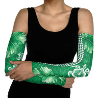 Green Hibiscus Turle Arm Sleeves Hawaiian Style Tribal Tapa Pattern - Polynesian Pride