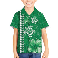 Green Hibiscus Turle Hawaiian Shirt Hawaiian Style Tribal Tapa Pattern