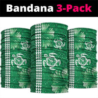 Green Hibiscus Turle Neck Gaiter Hawaiian Style Tribal Tapa Pattern - Polynesian Pride