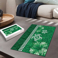 Green Hibiscus Turle Puzzle Hawaiian Style Tribal Tapa Pattern LT9 - Polynesian Pride