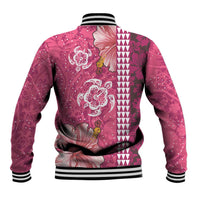 Pink Hibiscus Turle Baseball Jacket Hawaiian Style Tribal Tapa Pattern LT9 - Polynesian Pride