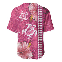 Pink Hibiscus Turle Baseball Jersey Hawaiian Style Tribal Tapa Pattern LT9 - Polynesian Pride