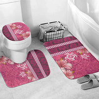 Pink Hibiscus Turle Bathroom Set Hawaiian Style Tribal Tapa Pattern - Polynesian Pride