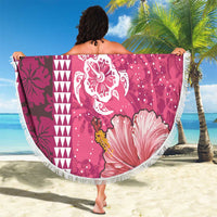 Pink Hibiscus Turle Beach Blanket Hawaiian Style Tribal Tapa Pattern LT9 - Polynesian Pride