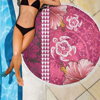 Pink Hibiscus Turle Beach Blanket Hawaiian Style Tribal Tapa Pattern LT9 - Polynesian Pride