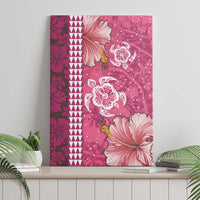 Pink Hibiscus Turle Canvas Wall Art Hawaiian Style Tribal Tapa Pattern
