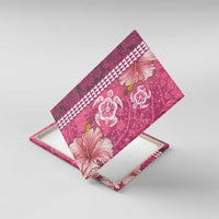 Pink Hibiscus Turle Canvas Wall Art Hawaiian Style Tribal Tapa Pattern