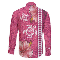 Pink Hibiscus Turle Family Matching Mermaid Dress and Hawaiian Shirt Hawaiian Style Tribal Tapa Pattern LT9 - Polynesian Pride