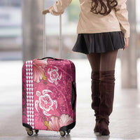 Pink Hibiscus Turle Luggage Cover Hawaiian Style Tribal Tapa Pattern