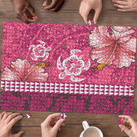 Pink Hibiscus Turle Puzzle Hawaiian Style Tribal Tapa Pattern LT9 - Polynesian Pride