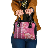 Pink Hibiscus Turle Shoulder Handbag Hawaiian Style Tribal Tapa Pattern
