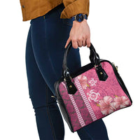 Pink Hibiscus Turle Shoulder Handbag Hawaiian Style Tribal Tapa Pattern