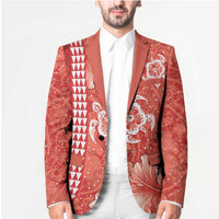 Red Hibiscus Turle Blazer Hawaiian Style Tribal Tapa Pattern LT9 - Polynesian Pride