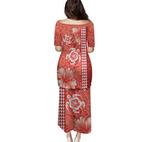Red Hibiscus Turle Family Matching Puletasi and Hawaiian Shirt Hawaiian Style Tribal Tapa Pattern LT9 - Polynesian Pride