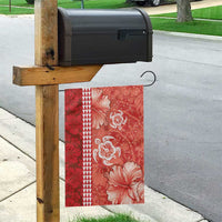 Red Hibiscus Turle Garden Flag Hawaiian Style Tribal Tapa Pattern