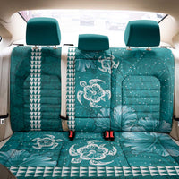 Teal Hibiscus Turle Back Car Seat Cover Hawaiian Style Tribal Tapa Pattern