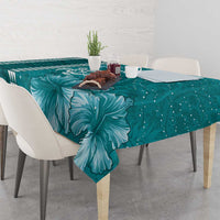 Teal Hibiscus Turle Tablecloth Hawaiian Style Tribal Tapa Pattern LT9 - Polynesian Pride