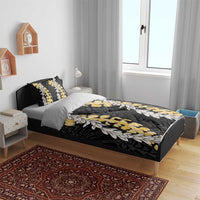 Puakenikeni and Maile Lei Bedding Set Black Double Strand Lei