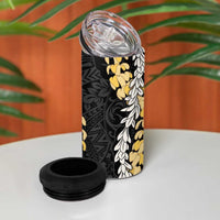 Puakenikeni and Maile Lei 4 in 1 Can Cooler Tumbler Black Double Strand Lei LT9 - Polynesian Pride