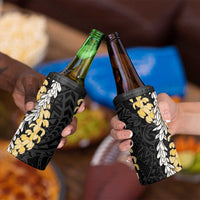 Puakenikeni and Maile Lei 4 in 1 Can Cooler Tumbler Black Double Strand Lei LT9 - Polynesian Pride
