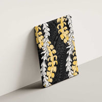 Puakenikeni and Maile Lei Canvas Wall Art Black Double Strand Lei