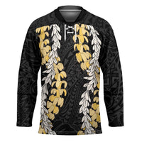 Puakenikeni and Maile Lei Hockey Jersey Black Double Strand Lei - Polynesian Pride