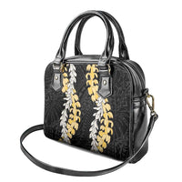 Puakenikeni and Maile Lei Shoulder Handbag Black Double Strand Lei