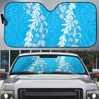 Puakenikeni and Maile Lei Auto Sun Shade Blue Double Strand Lei - Polynesian Pride