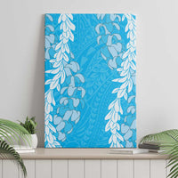 Puakenikeni and Maile Lei Canvas Wall Art Blue Double Strand Lei