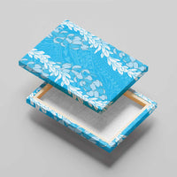 Puakenikeni and Maile Lei Canvas Wall Art Blue Double Strand Lei