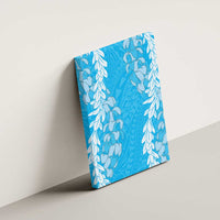 Puakenikeni and Maile Lei Canvas Wall Art Blue Double Strand Lei