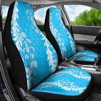 Puakenikeni and Maile Lei Car Seat Cover Blue Double Strand Lei